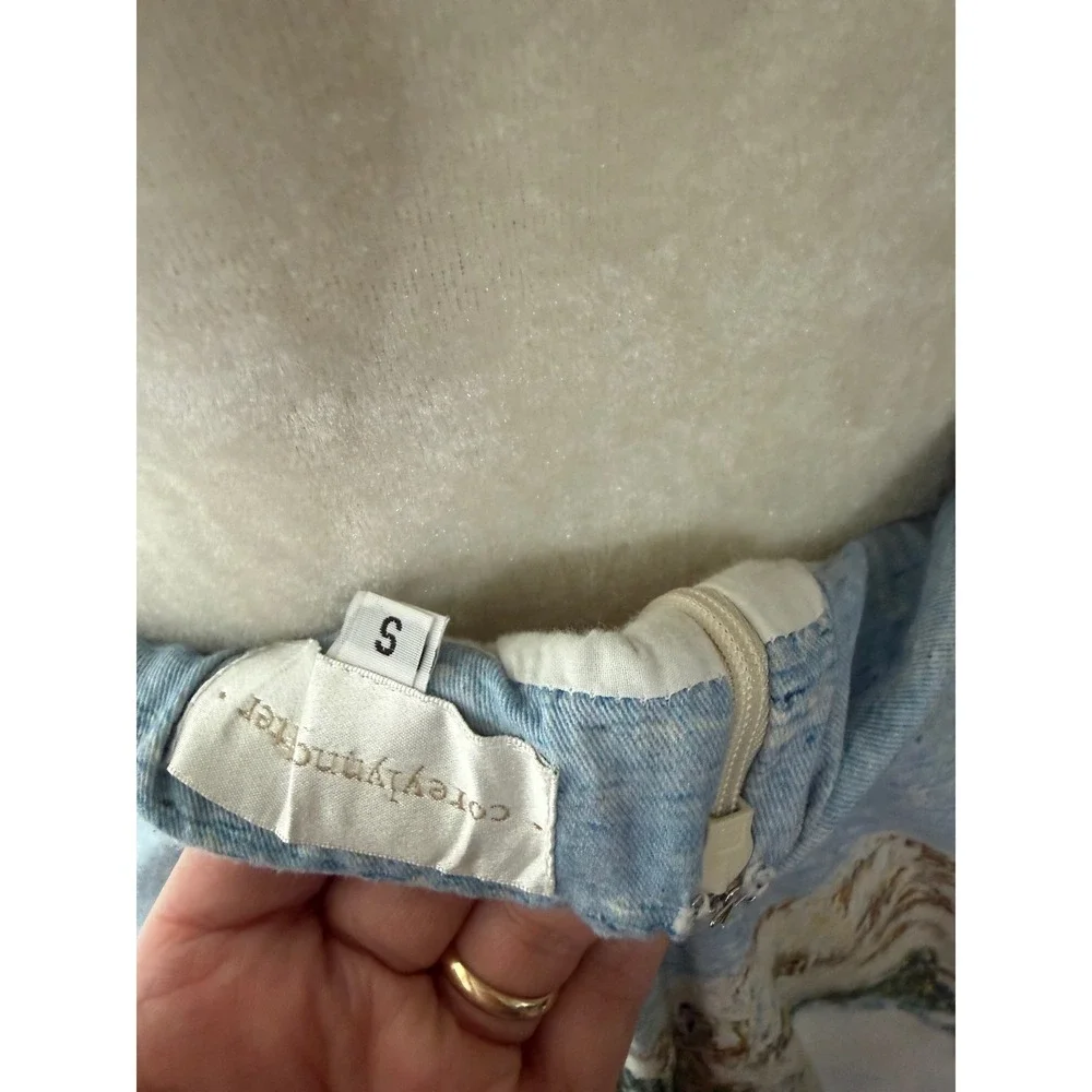Corey Lynn Calter Winter Alpine Mountain Scene Tapestry‎ Skirt Blue White Small